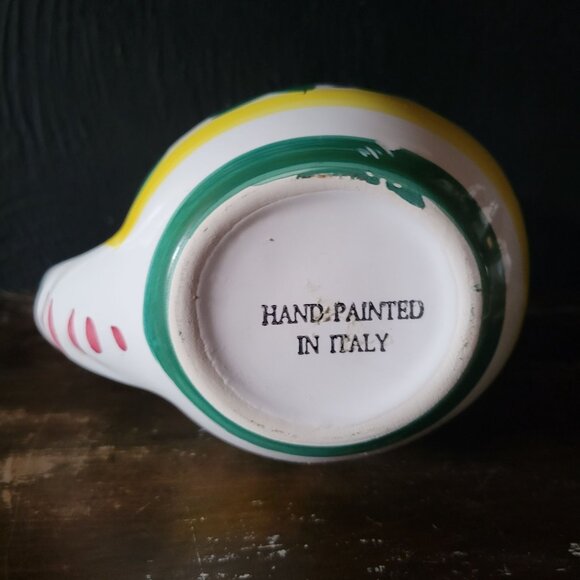 Vintage Hand-Painted Rooster Pitcher 8.5" Ceramic Pottery Made In Italy 16 fl oz - Picture 6 of 7